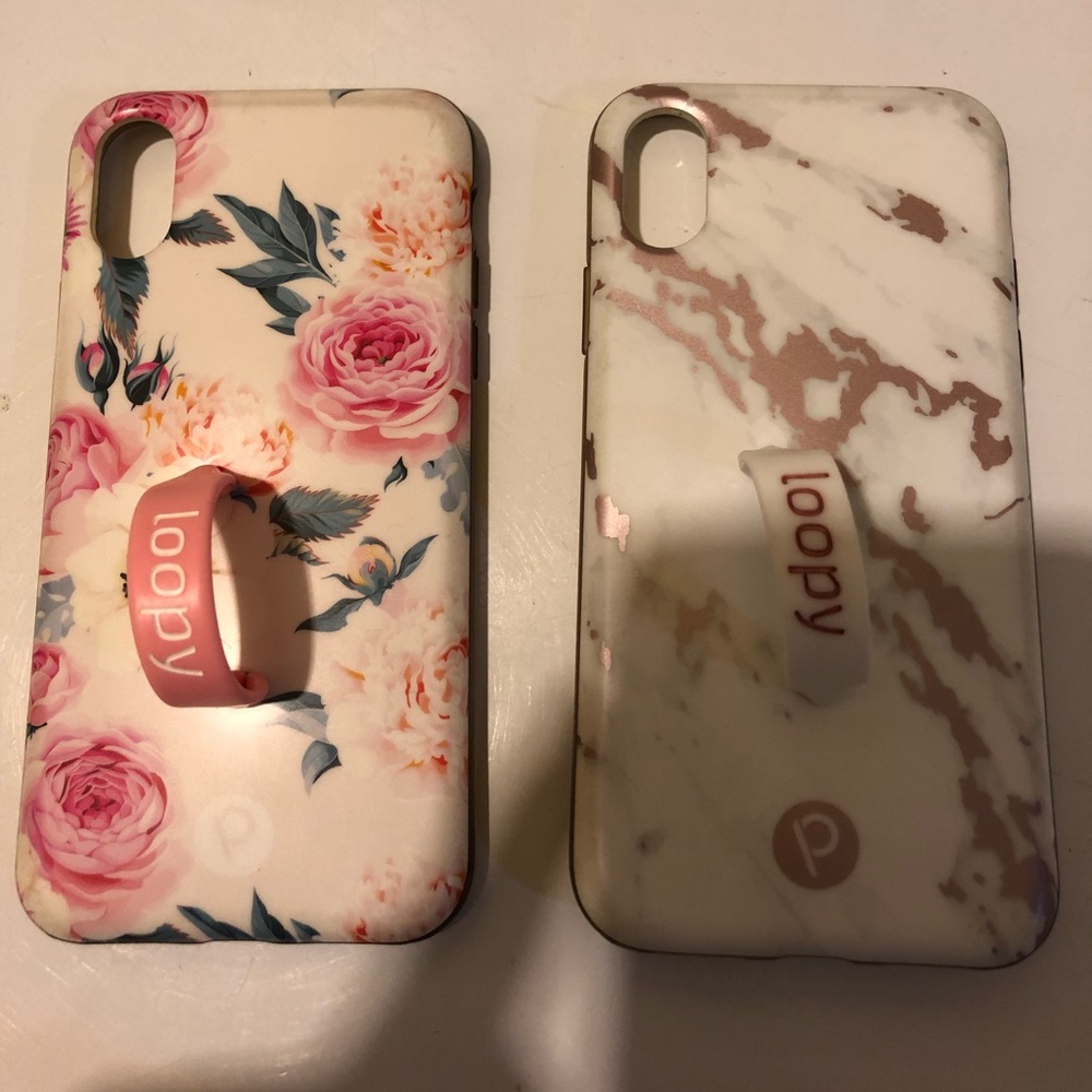 iPhone X Loopy Cases 1 floral 1 rose gold marble